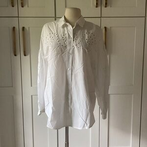 Rails Blouse Womens M White Button Down Shirt Long Sleeve Cottagecore Top